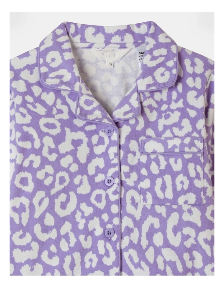 Woven Cheetah Pyjama Set in Grape