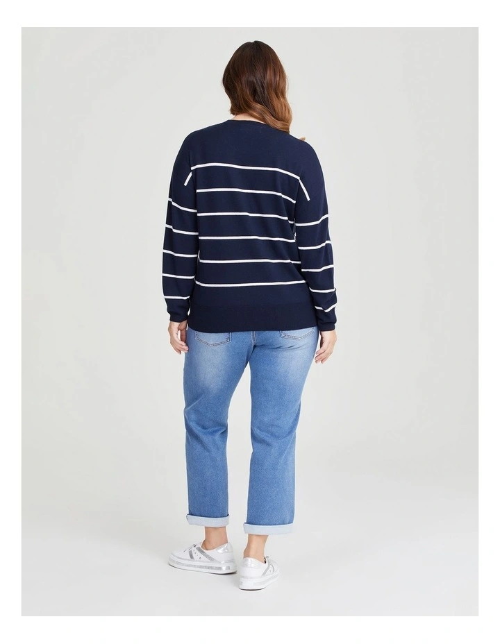 Jumper in Navy/Off White