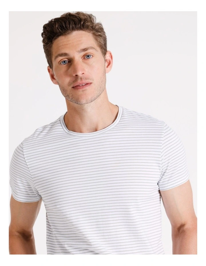 Ty Textured Stripe Short Sleeve Tee in Green