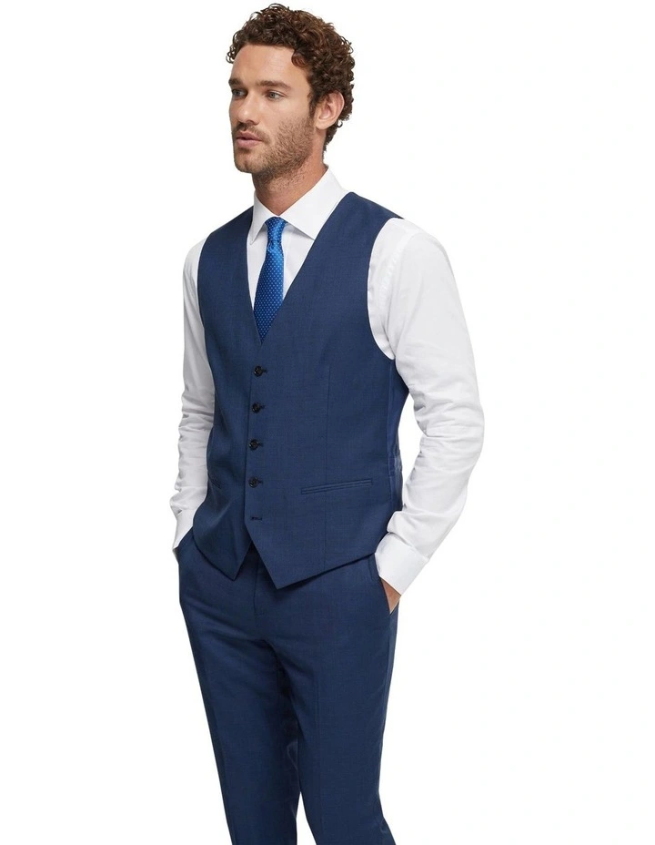 Butterworth Wool Suit Waistcoat in Blue