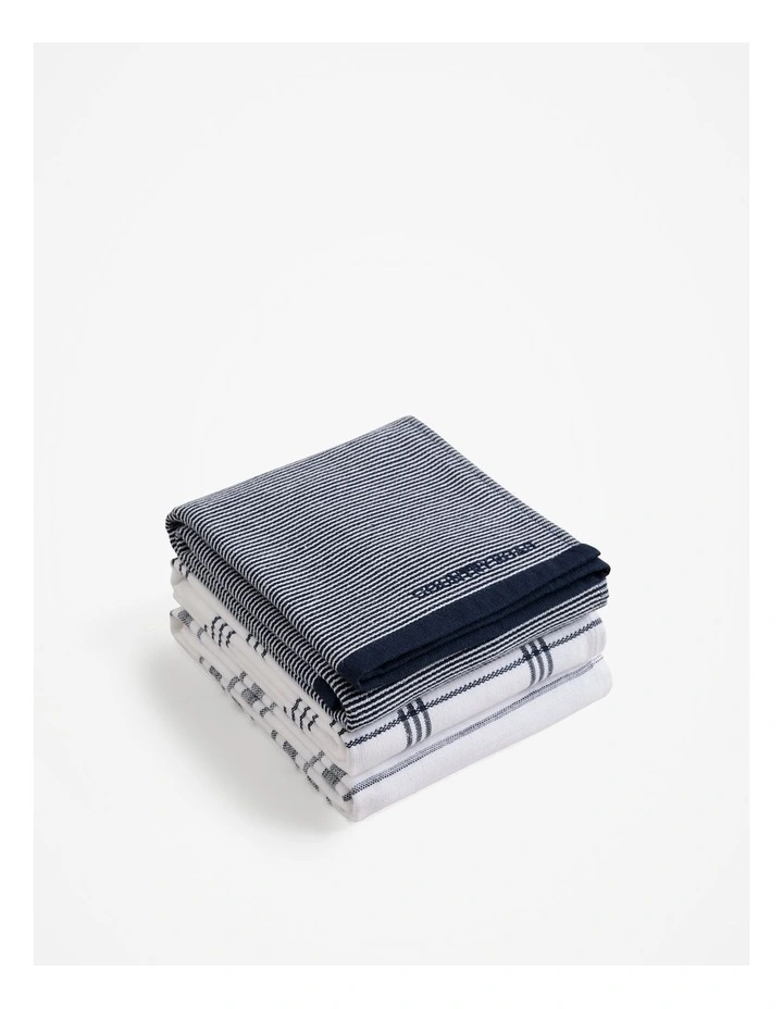 Xave Australian Cotton Tea Towel Pack of 3 in Navy