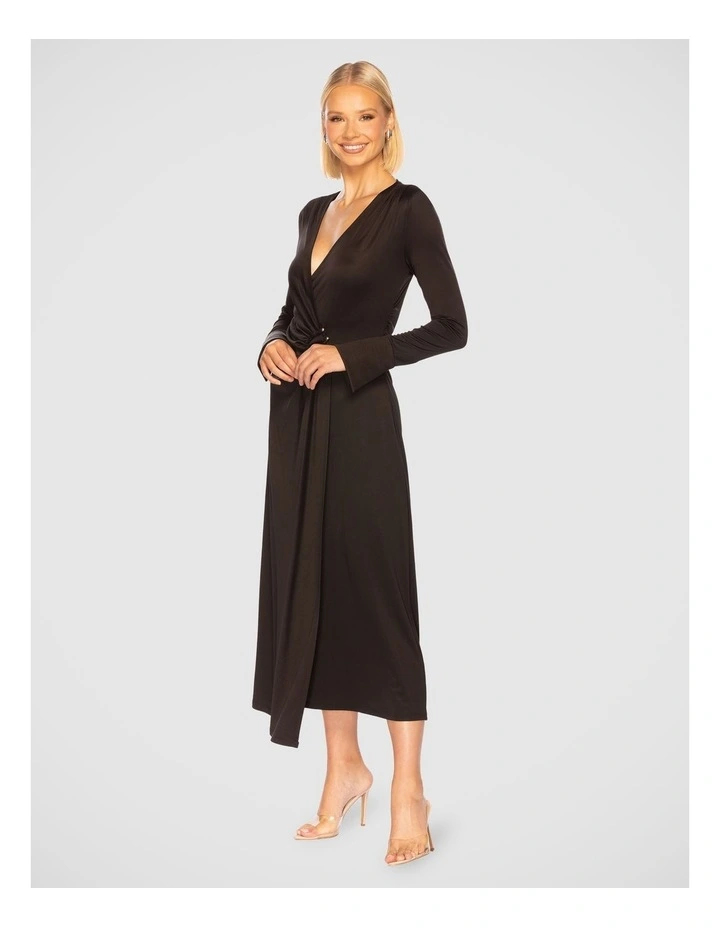 Miliani Long Sleeve Midi Dress in Balck