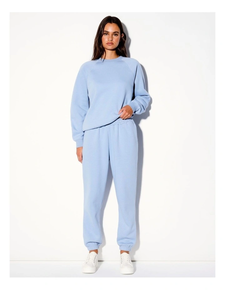 Elastic Cuff Relaxed Trackpant in Light Blue