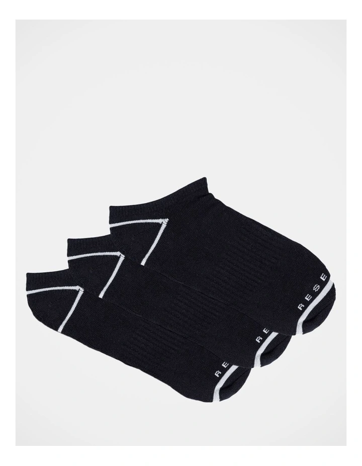 Organic Sports Sneaker Liner Socks 3 Pack in Black
