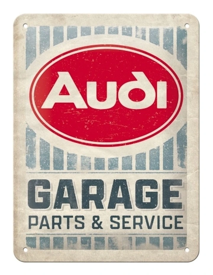 Small Metal Sign Audi Garage 15x20cm in Cream