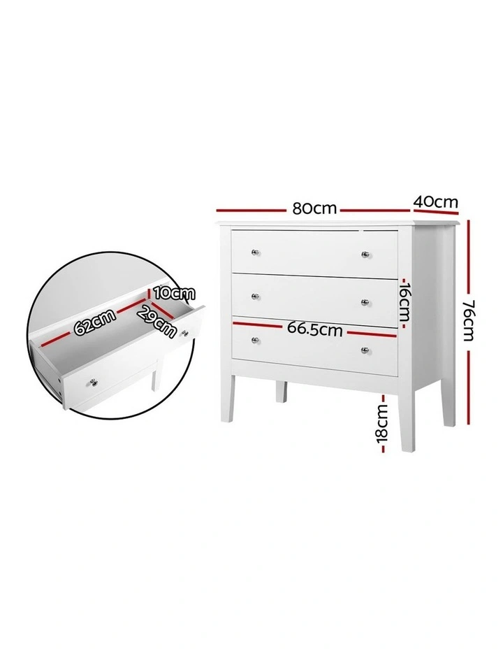 Tallboy Bedside Table Dresser White