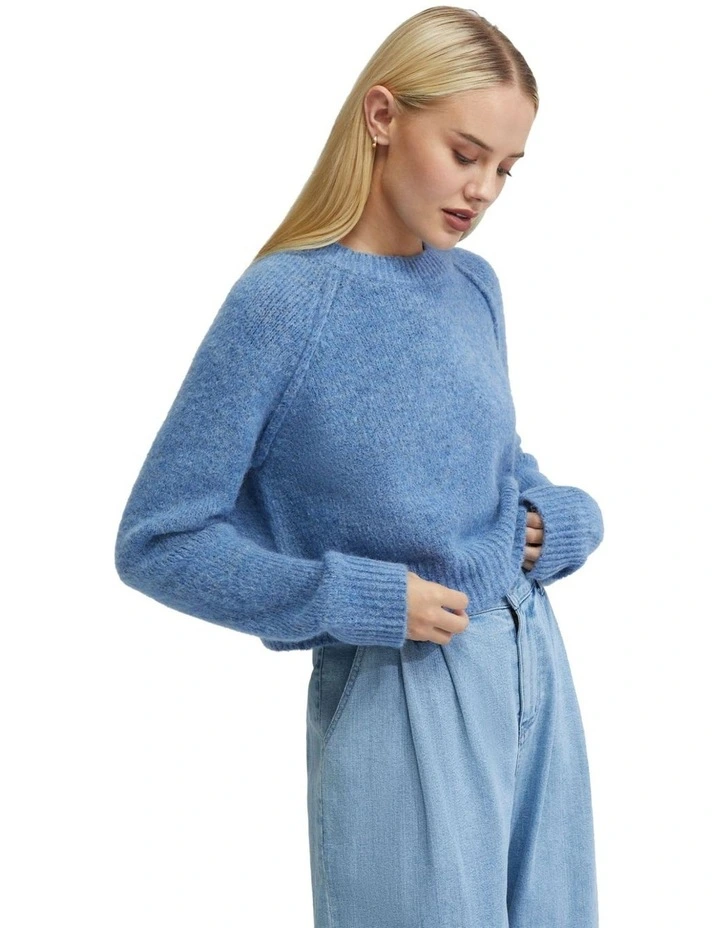 Mei Alpaca Blend Soft Knit Top in Blue