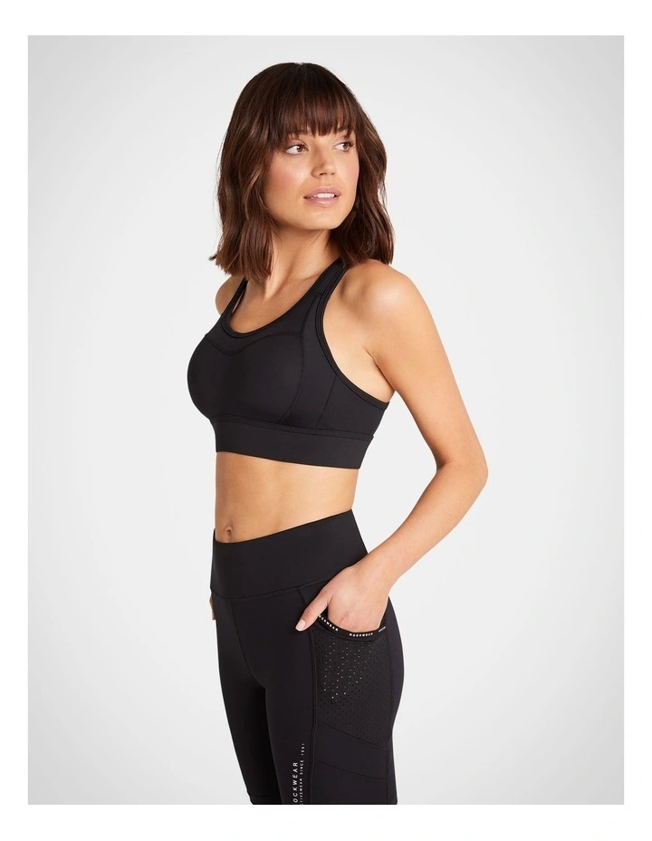 Olympia Moulded Adjustable High Impact Sports Bra in Black