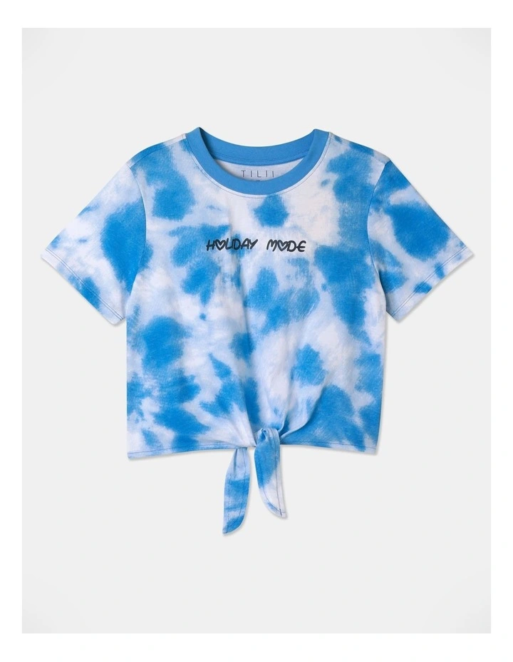 Essentials Tie Front Tee in Blue