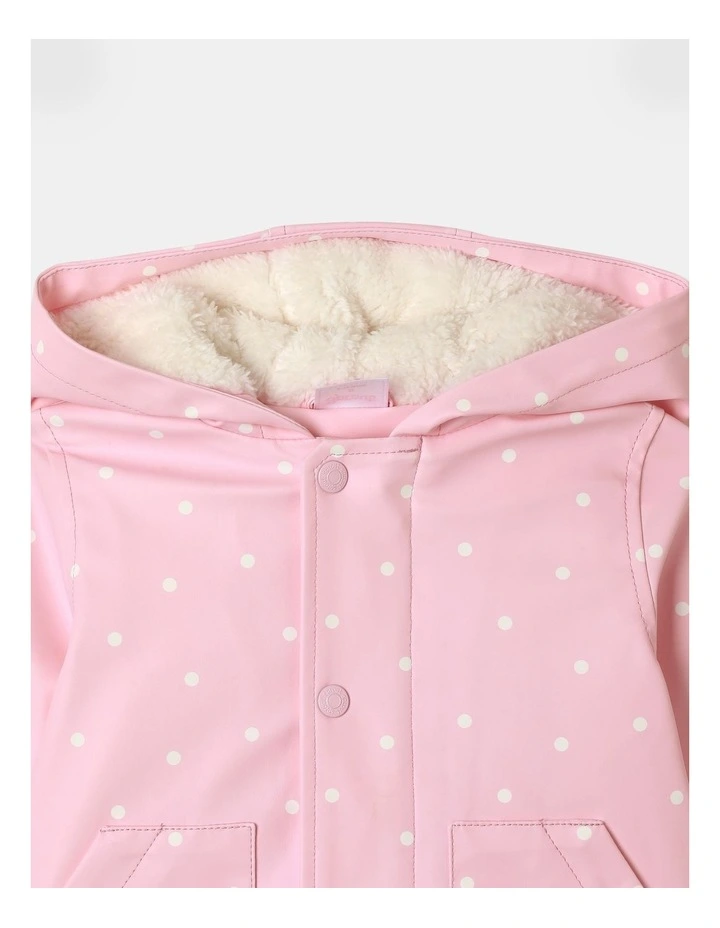 Sherpa Lined Rain Coat in Light Pink