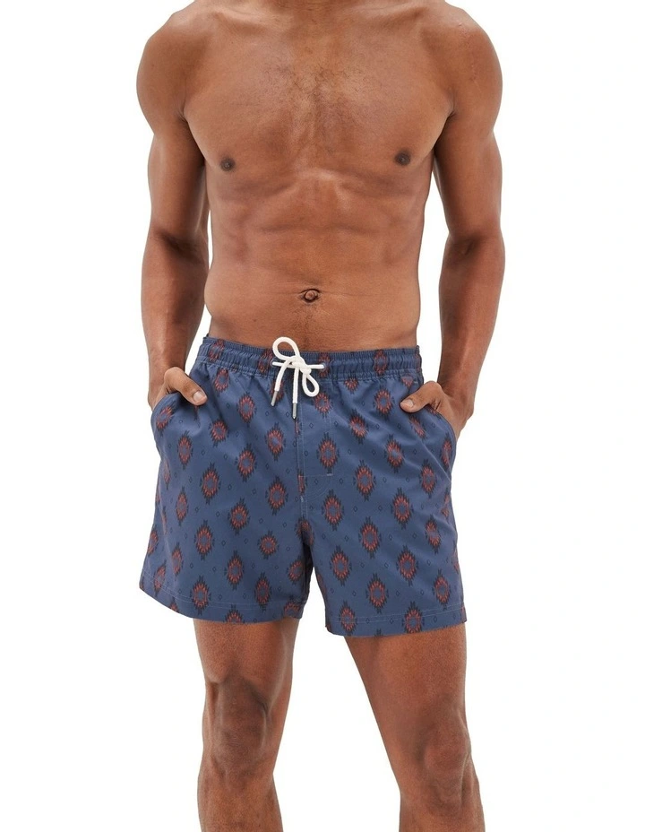 5.5" Striped Swim Trunk in Blue