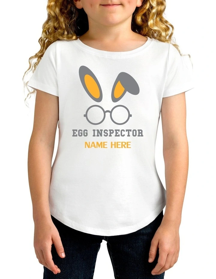 Girl's Easter Egg Inspector Personalised Cotton T Shirt