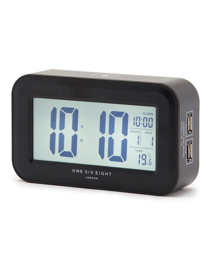 Rielly Black Digital Rectangle Alarm Clock