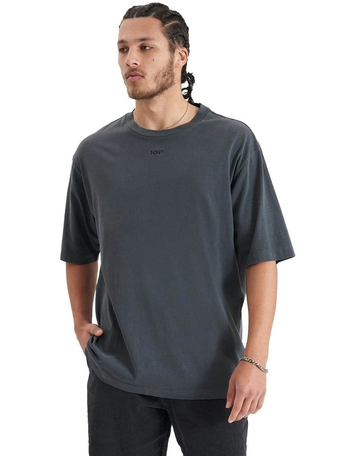 Origin Story Heavy Oversized Tee in Pigment Asphalt
