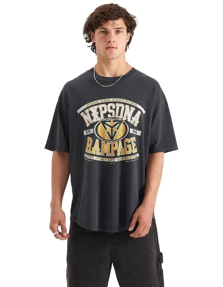 Rampage Heavy Box Fit Scoop T-shirt in Pigment Black