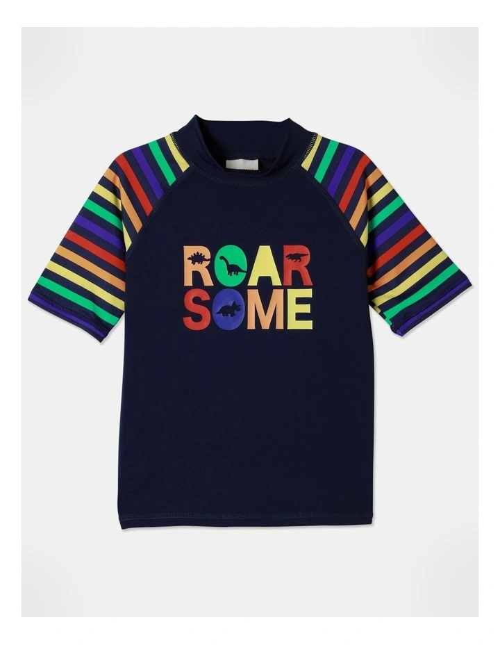 Recycled & Chlorine Resistant Short Sleeve Rash Vest (3-8 Years) in Navy