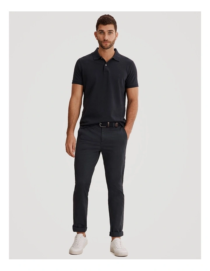 Verified Australian Cotton Tapered Fit Stretch Chino in Navy