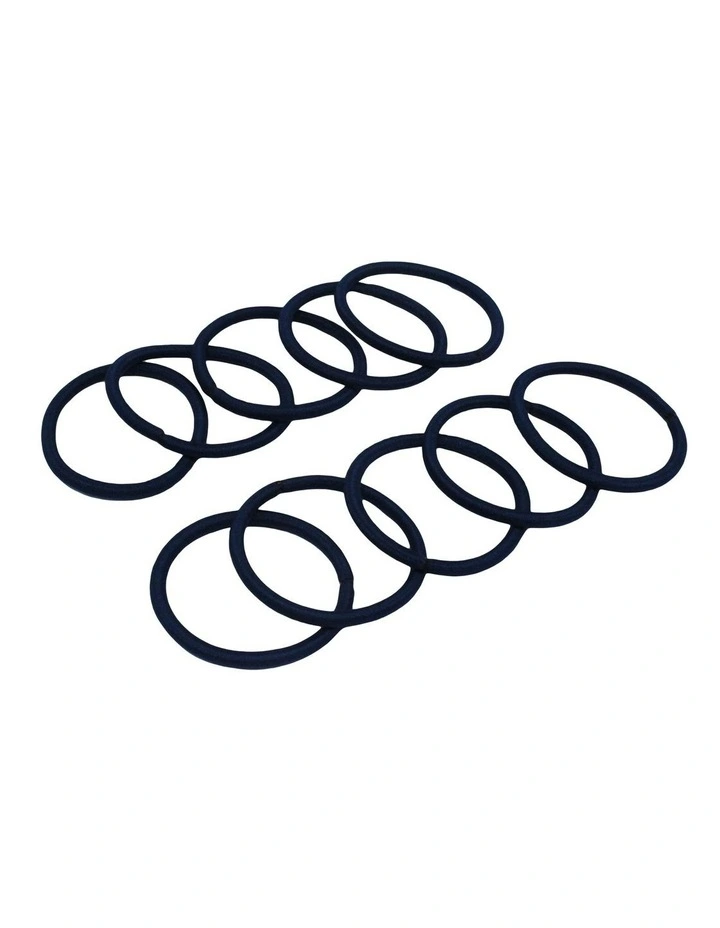 Metal Free Hair Ties 10 Pack in Navy