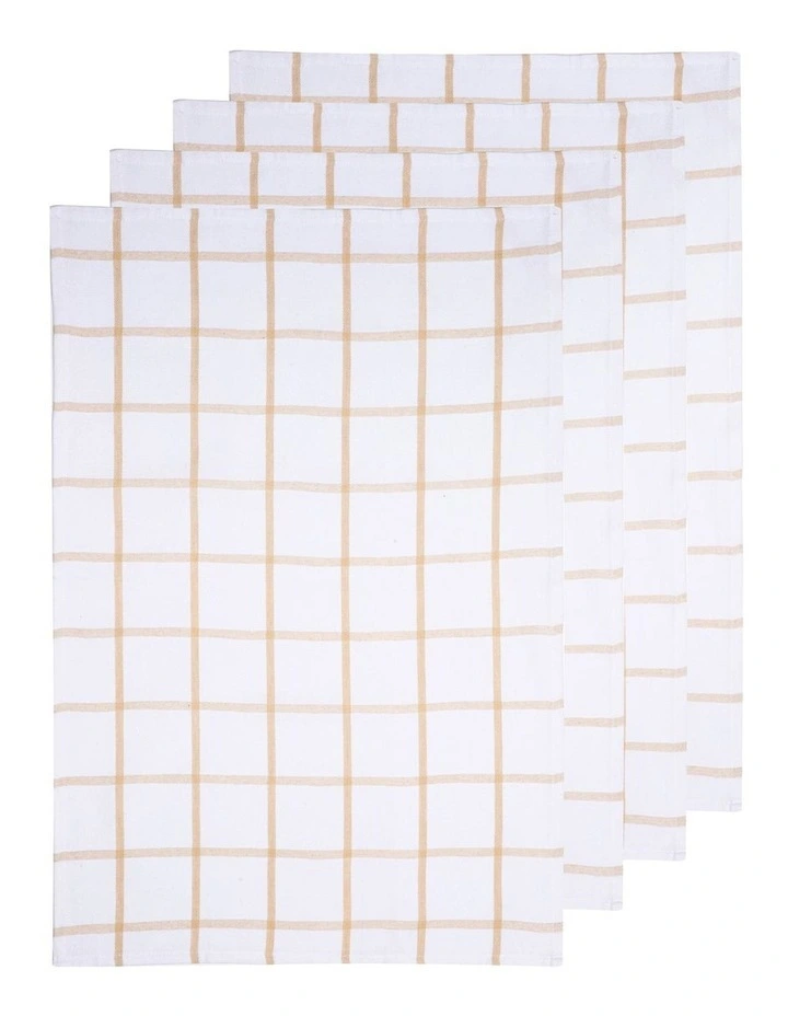 Promotional Grid Kitchen Towel 4 Piece in Taupe