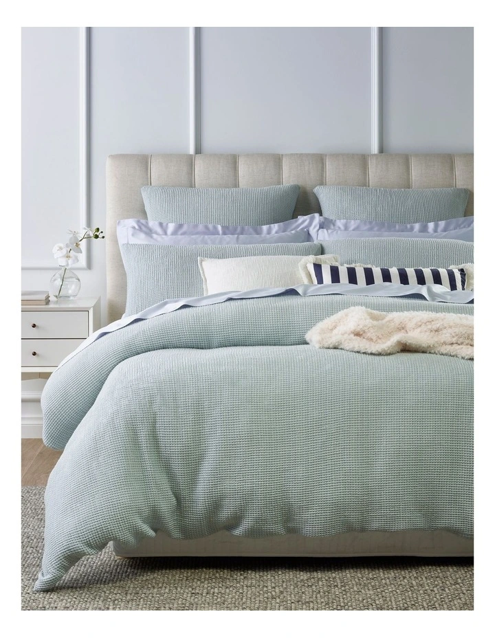 Adaline Waffle Quilt Cover Set Light Blue