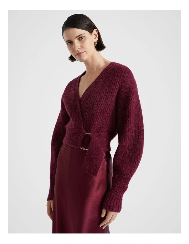 Wrap Front Sweater in Boysenberry Marle