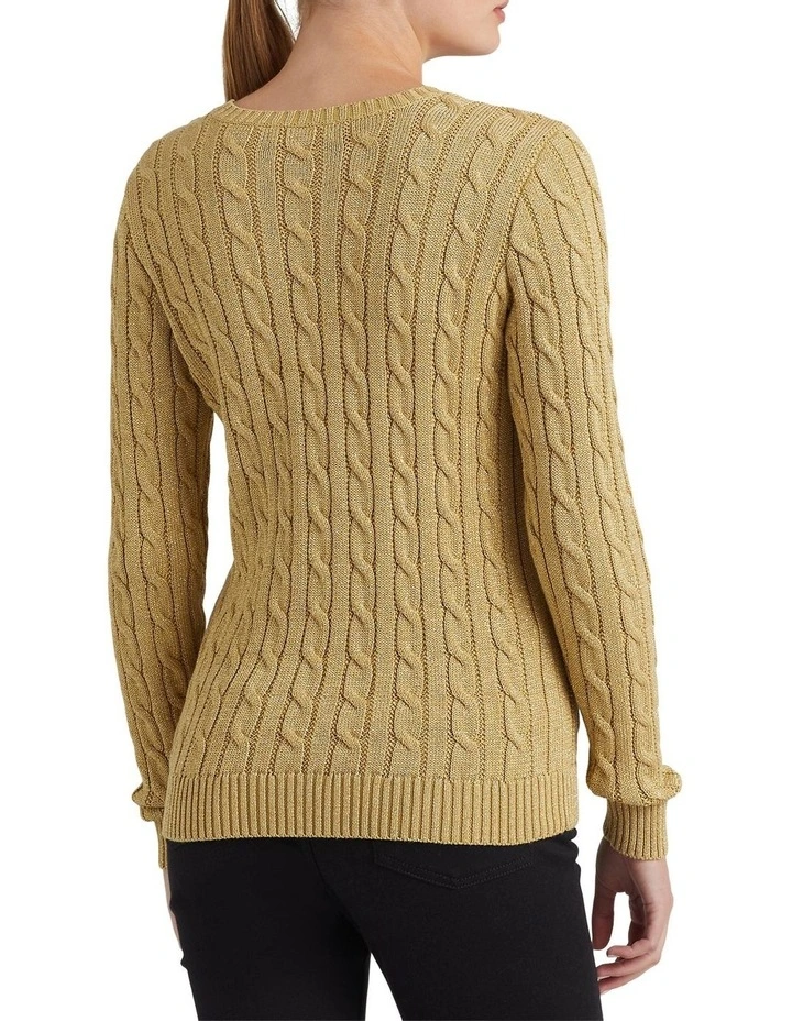 Bullion Metallic Cable-Knit Sweater in Gold