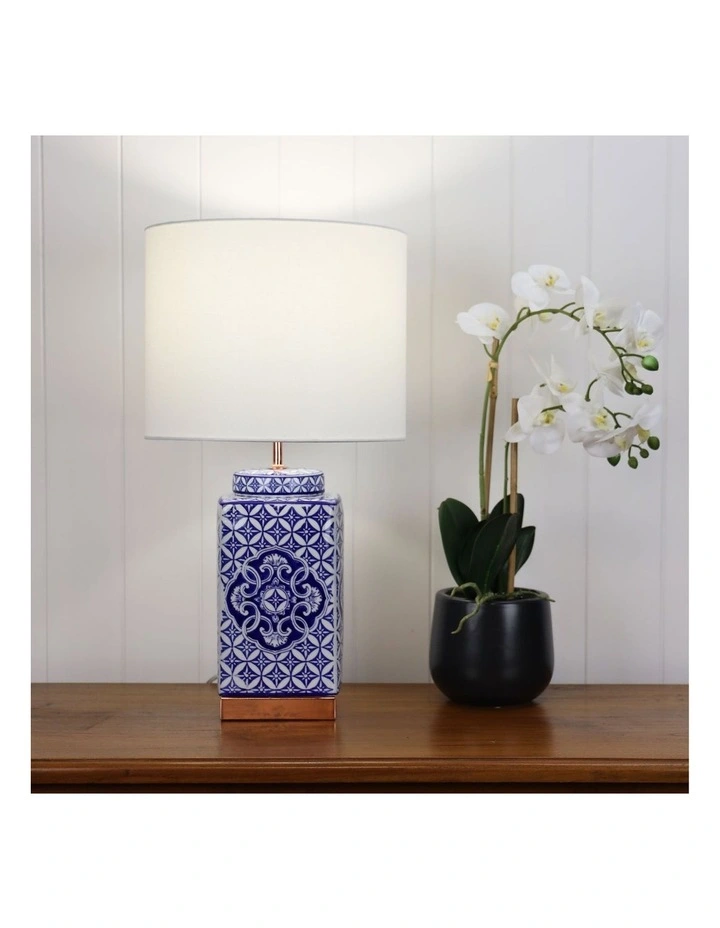 Xian Blue Patterned Ceramic Table Lamp