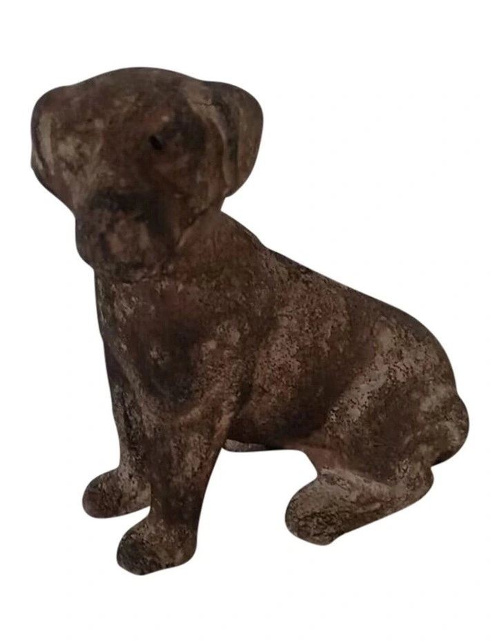 Animal Figurine Cast-Iron Sitting Dog in Brown