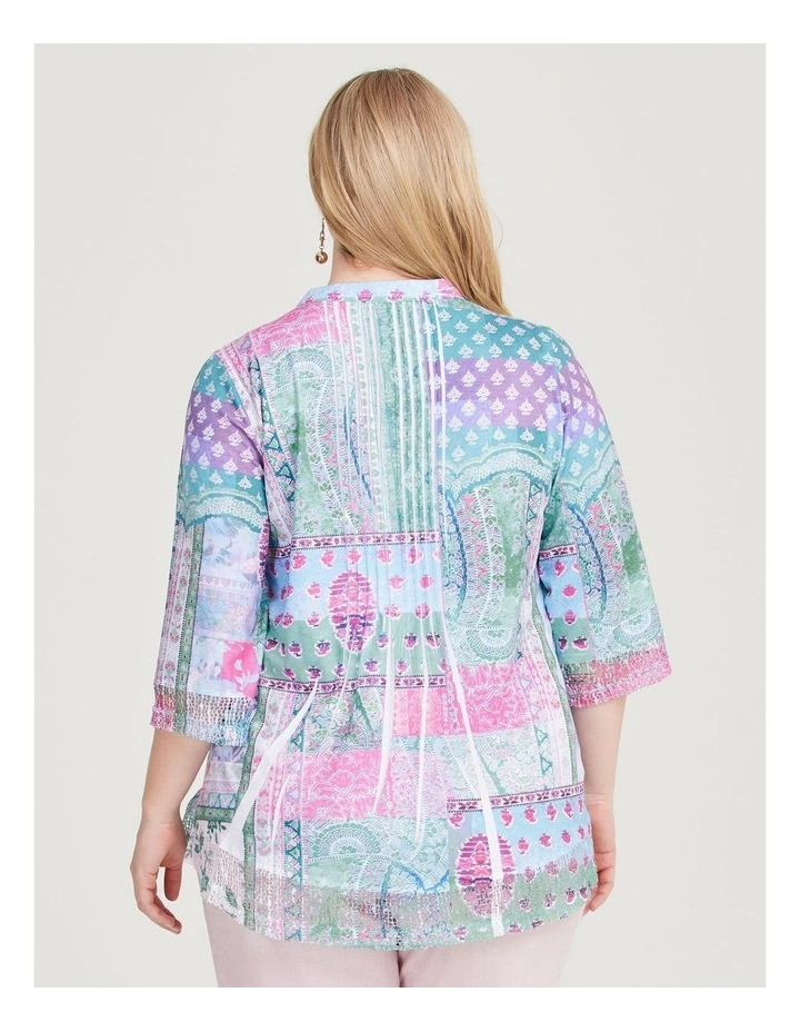 Patchwork Sparkle Knit Shirt in Print