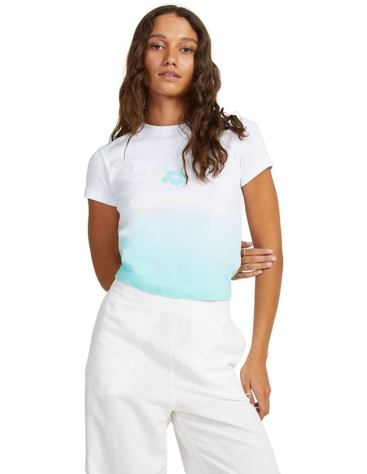Hibiscus Dip Cropped T-Shirt in Bright White