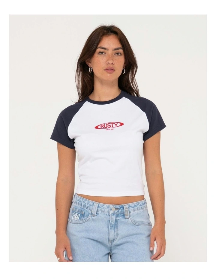 Roval Short Sleeve Raglan Baby Tee in White