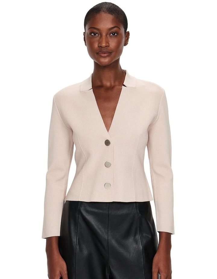 Notched Collar Milano Jacket in Stone