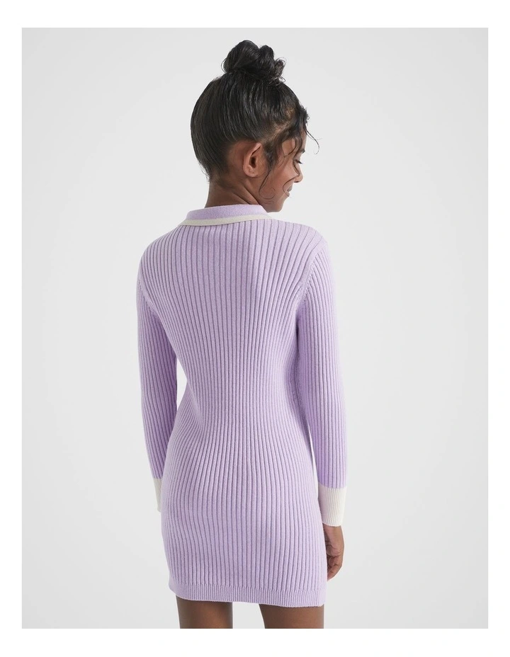 Rib Knit Dress in Orchid