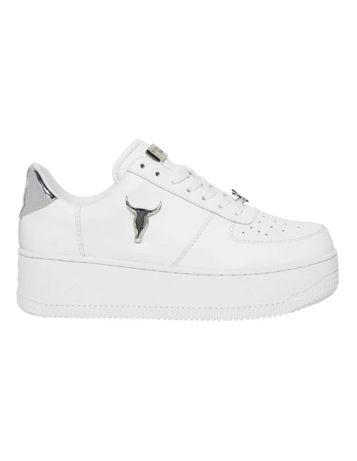 Rich White/Silver Leather Flatform Sneaker