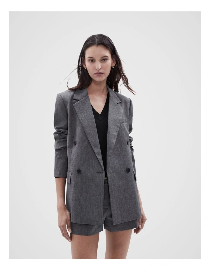 Double Breasted Boyfriend Blazer in Charcoal