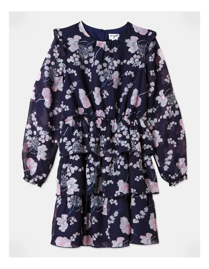 Grace Chiffon Dress In Navy