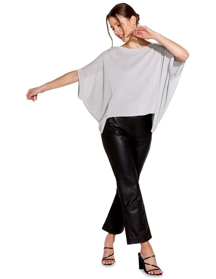 Irises Knit Drop 1 Top in Grey Marle