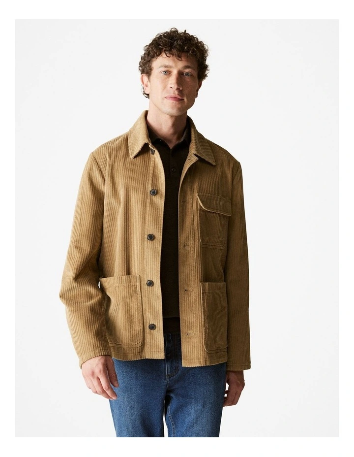 Corduroy Pocket Detail Jacket in Rich Tan