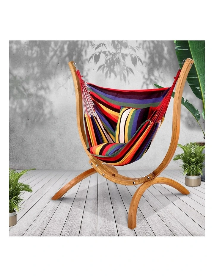 Hammock With Wooden Hammock Stand In Multi