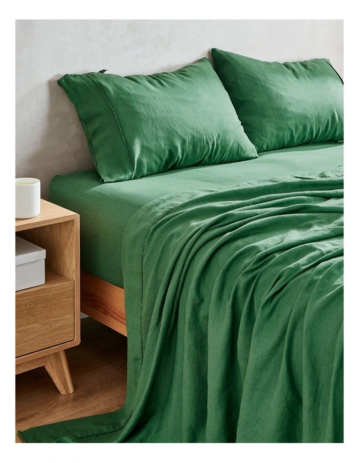 European Flax Linen Sheet Set in Olive
