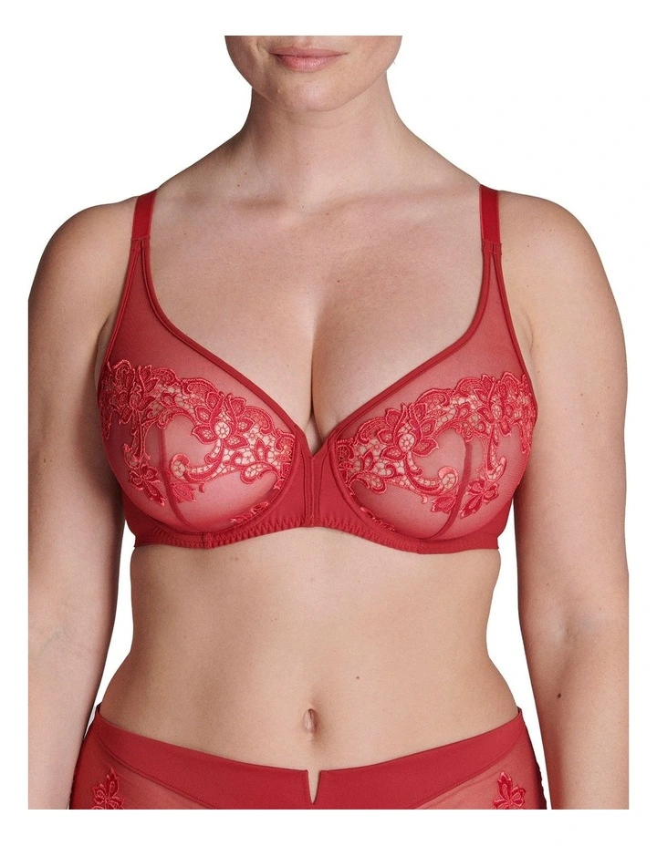 Saga Full Cup Plunge Bra in Red