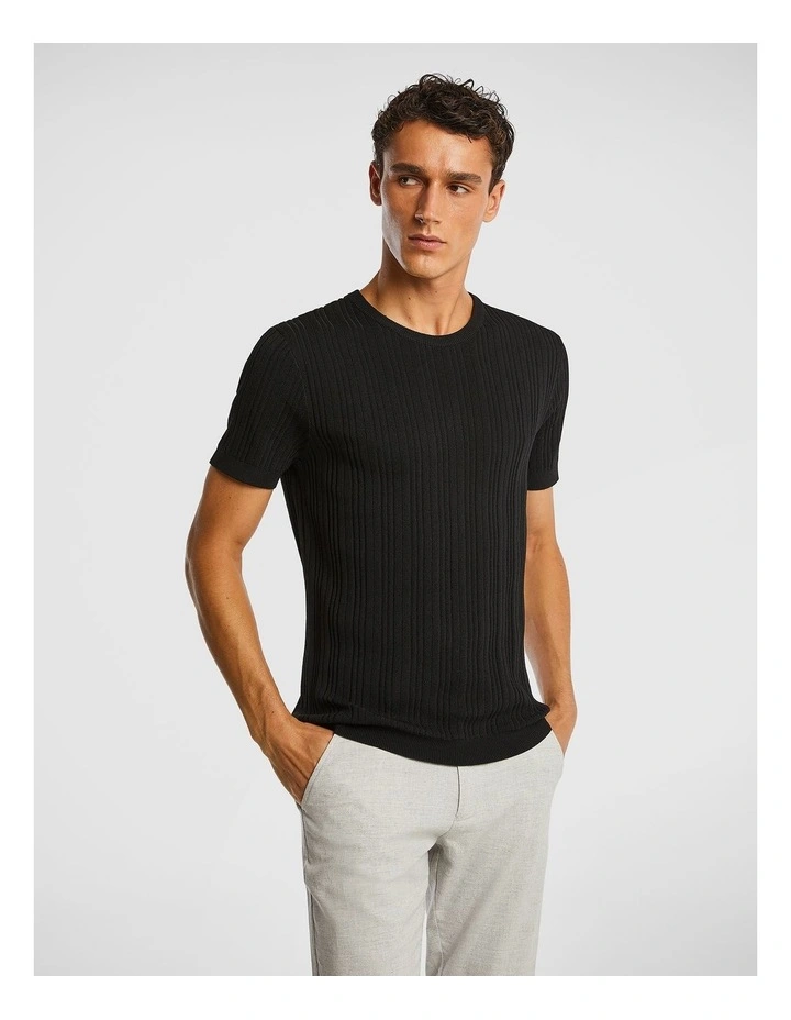 Alistar Knitted Tee in Black