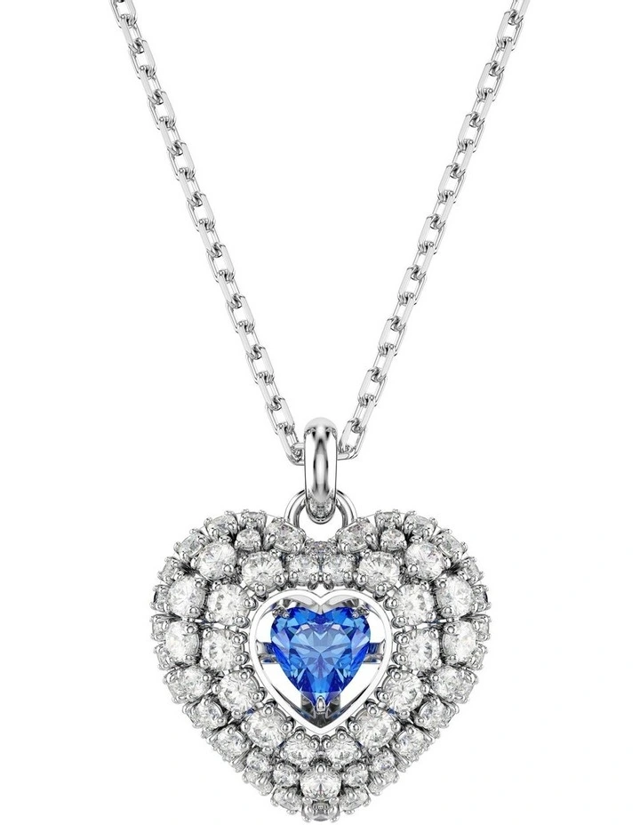 Hyperbola Heart Rhodium Plated Pendant in Blue