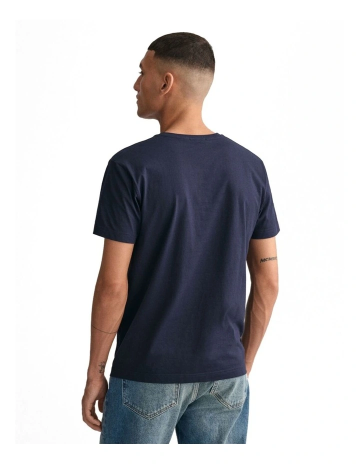 Slim Fit Shield V-Neck T-shirt in Evening Blue