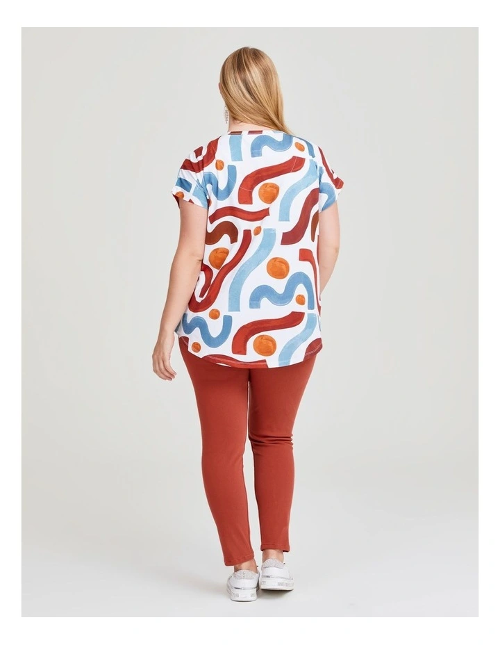 Cotton Abstract Swirl Top in Print