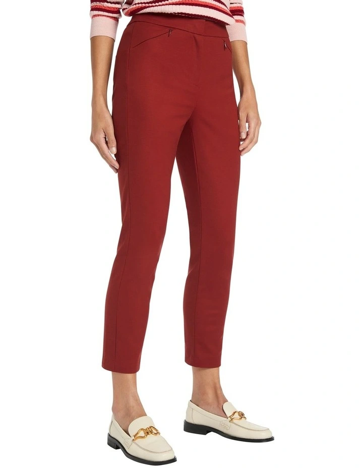 Sarah Compact Cotton Pant in Red