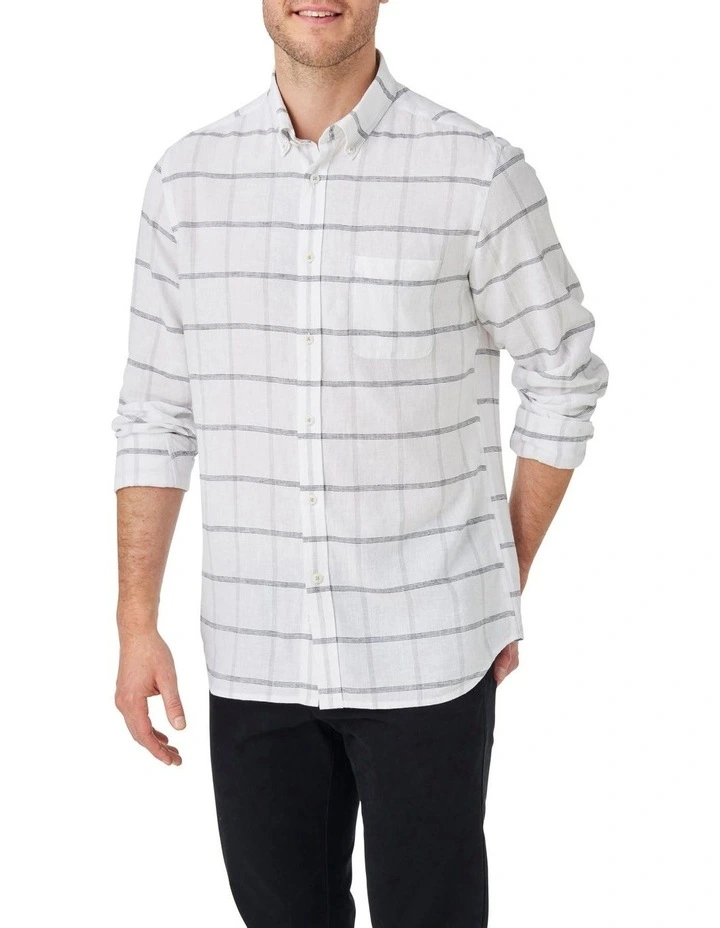 Langdon Check Long Sleeve Shirt in White