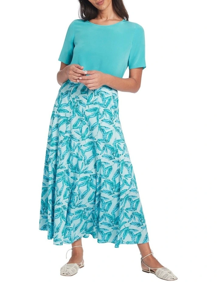 Malene Silk Tee in Aquamarine