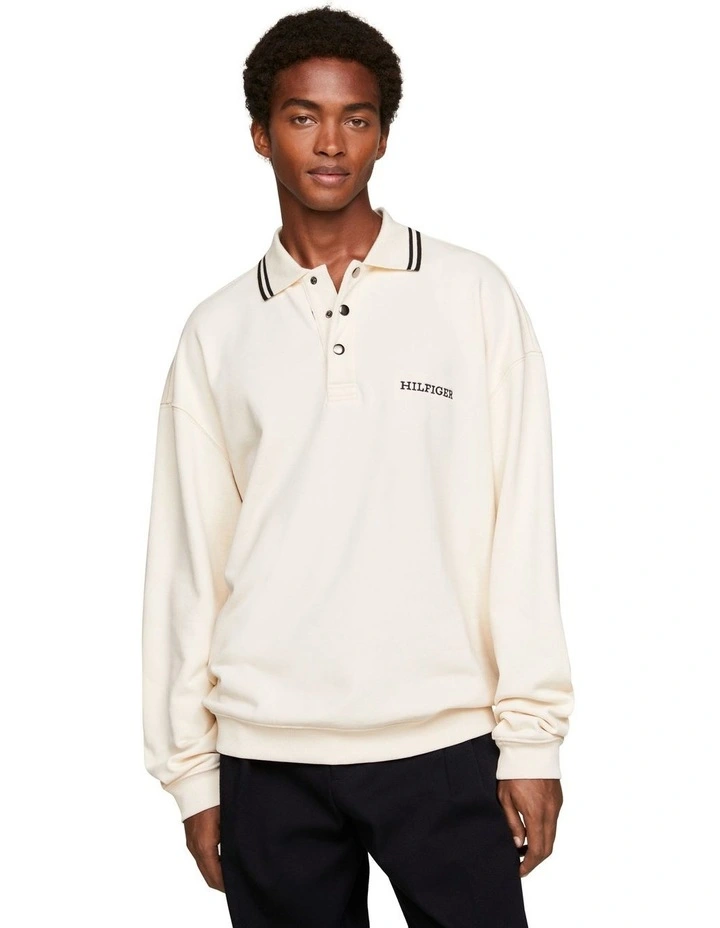 Monotype Graphic Rugby Shirt in Beige