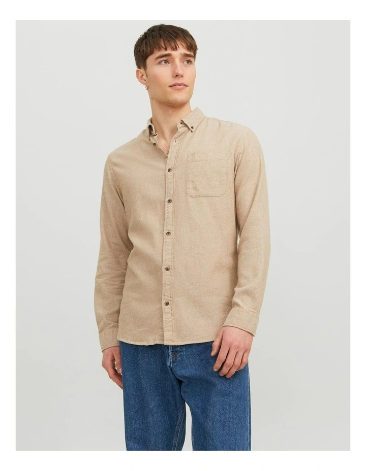 Classic Melange Shirt in Cream